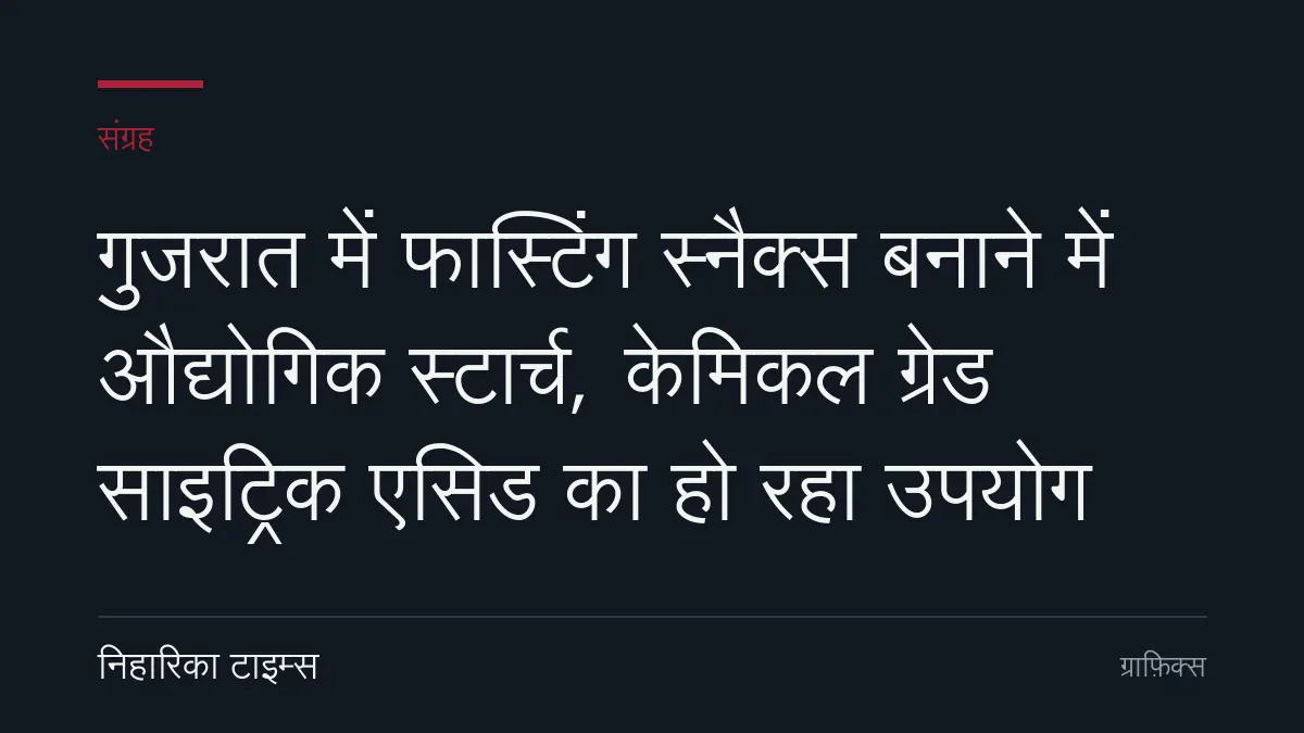 गुजरात में फास्टिंग स्नैक्स बनाने में औद्योगिक स्टार्च, केमिकल ग्रेड साइट्रिक एसिड का हो रहा उपयोग