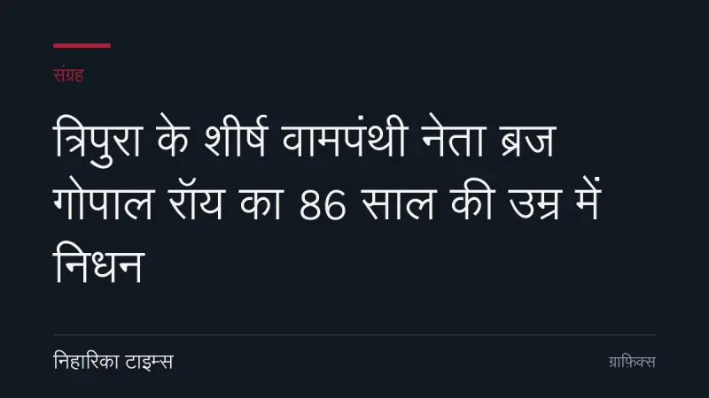 त्रिपुरा के शीर्ष वामपंथी नेता ब्रज गोपाल रॉय का 86 साल की उम्र में निधन