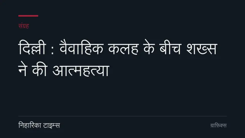 दिल्ली : वैवाहिक कलह के बीच शख्स ने की आत्महत्या