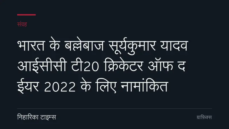 भारत के बल्लेबाज सूर्यकुमार यादव आईसीसी टी20 क्रिकेटर ऑफ द ईयर 2022 के लिए नामांकित