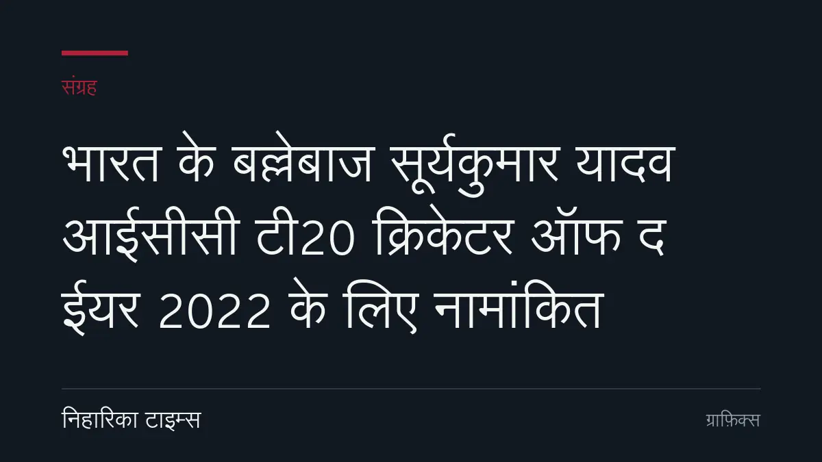 भारत के बल्लेबाज सूर्यकुमार यादव आईसीसी टी20 क्रिकेटर ऑफ द ईयर 2022 के लिए नामांकित