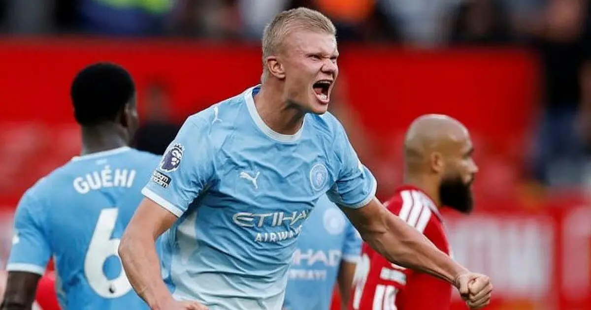 Erling Haaland during Manchester derby