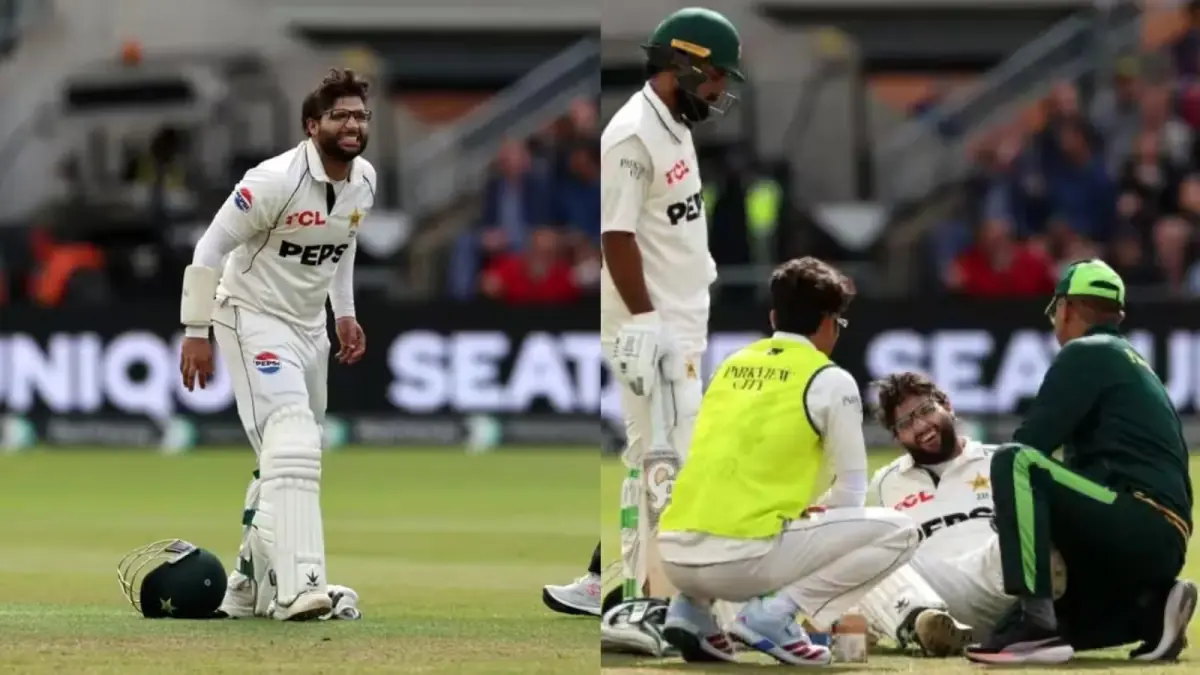 इमाम-उल-हक मैदान पर चोट के बाद शैडो बैटिंग करते हुए