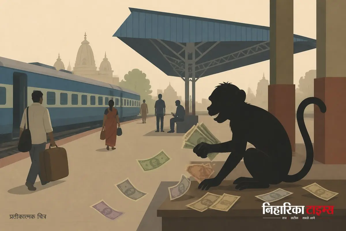 करौली के श्रीमहावीरजी स्टेशन पर बंदर ने उड़ाए 39 हजार रुपये